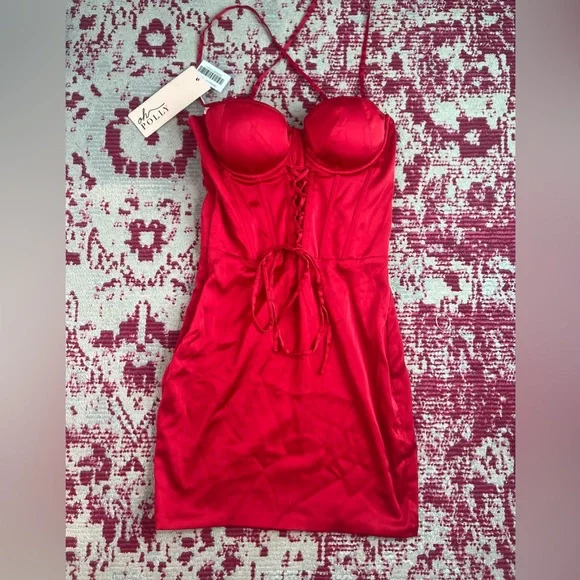 Oh Polly | Dresses | Oh Polly Red Sating Corset Dress | Poshmark